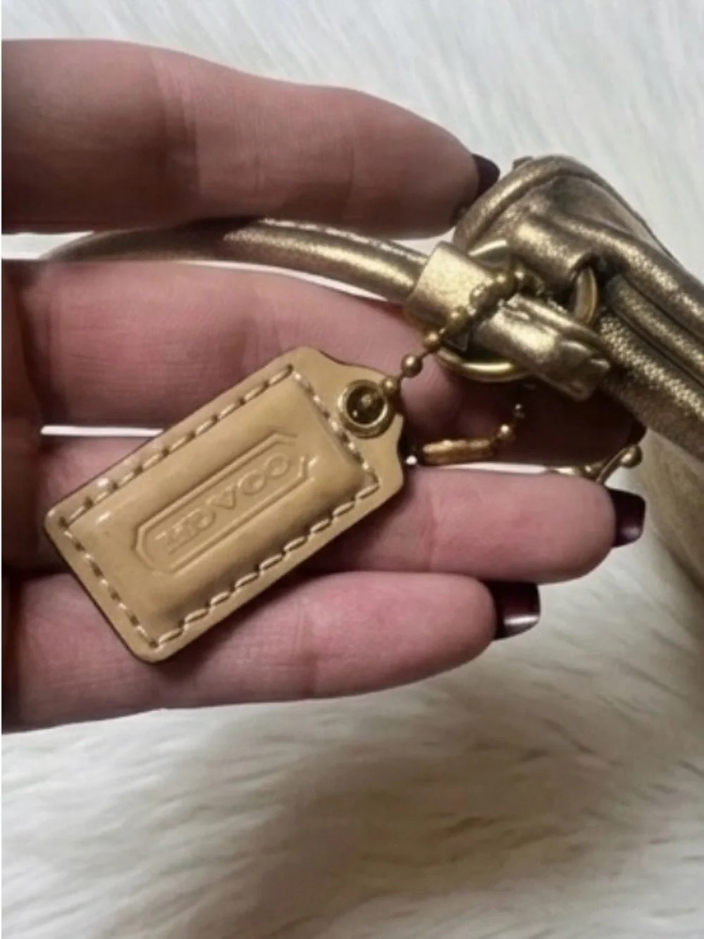 Coach Metallic Gold Leather Wristlet Clutch